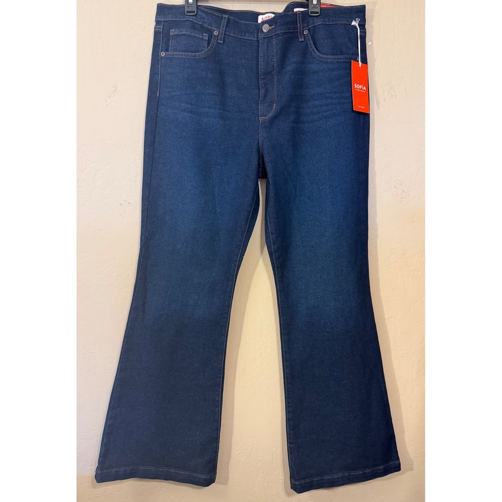 Sofia Vergara Jeans Women 20 Melisa Dark Blue High Rise Flare Stretch Pants NEW